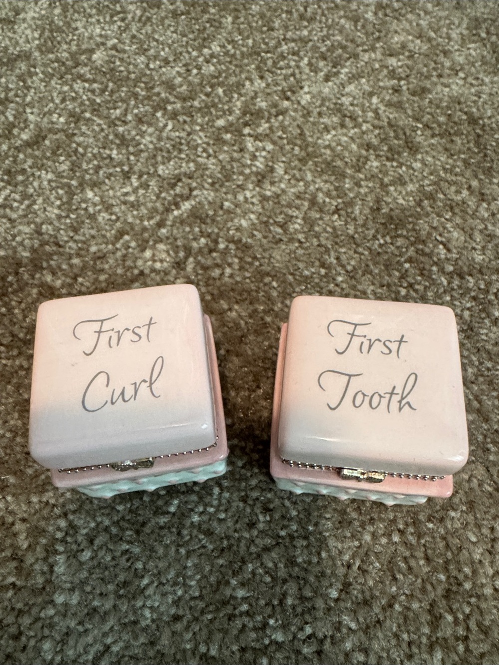 Keepsake Jewelry Boxes - Pink First Curl & First Tooth Set